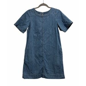 J Crew Womens Denim Shift Dress Bohemian Cowgirl Country Cottagecore Size 2
